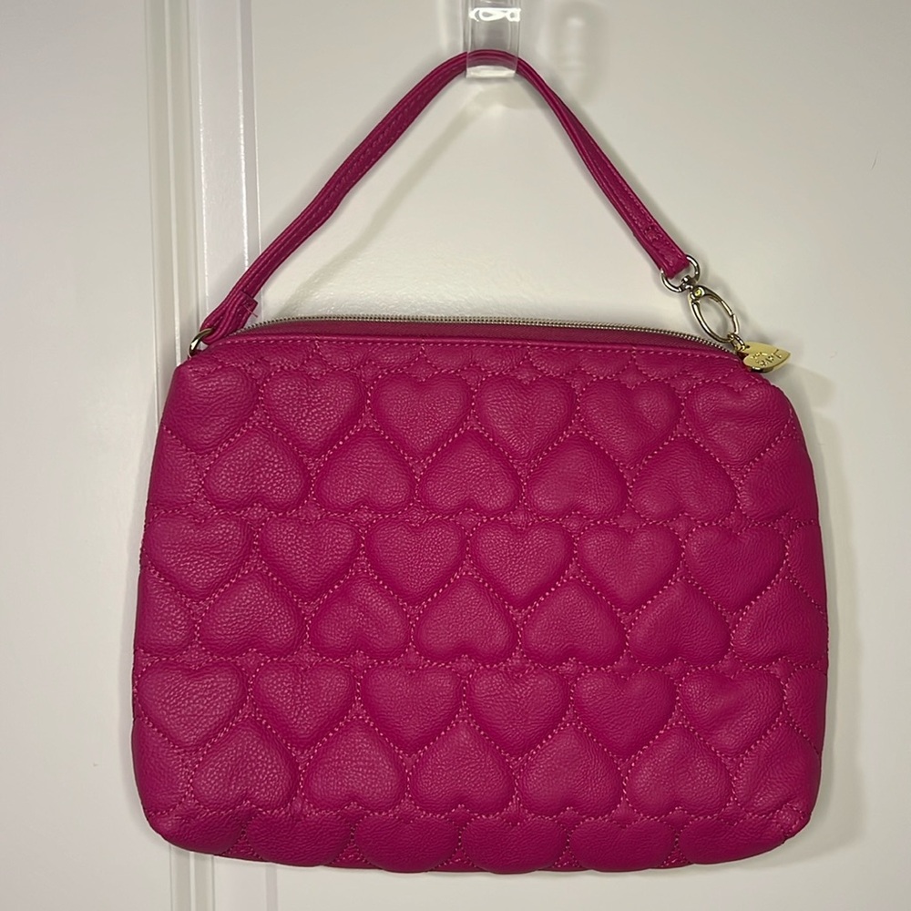 Betsey Johnson Hot Pink Heart Quilted Wristlet Purse